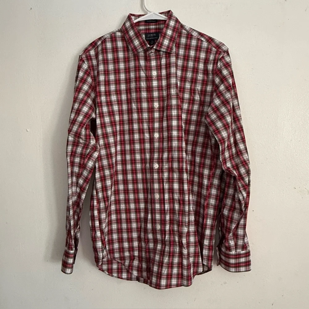 J.‎ Crew Men's Red and White Plaid Shirt Size Medium Button Down